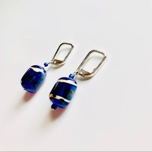 VTG Blue Glass Earrings